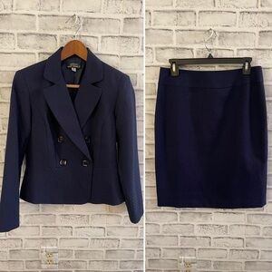 Women’s Giorgio Sant’ Angelo blue textured blazer jacket with matching skirt 6P